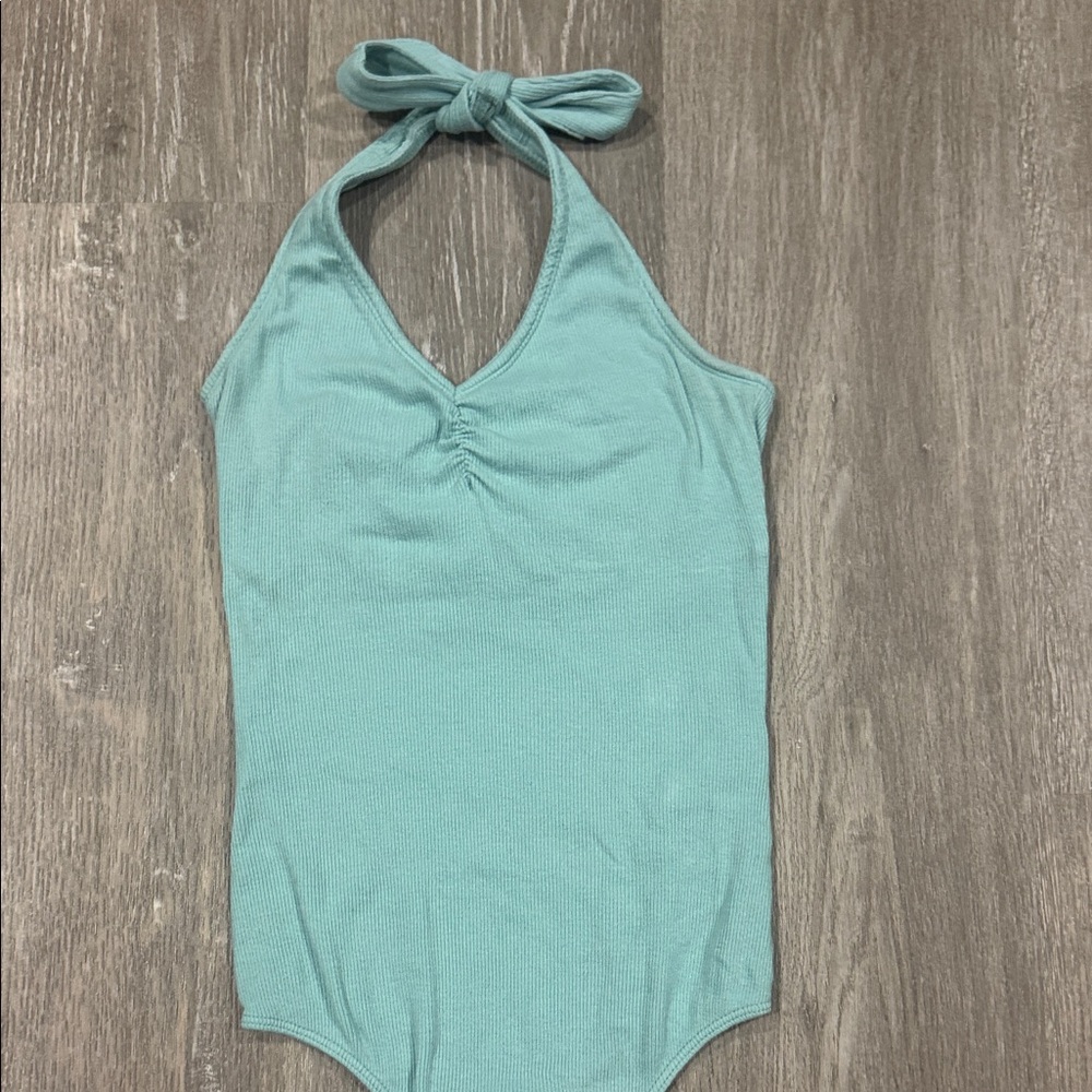 Womens Aqua Halter body suit